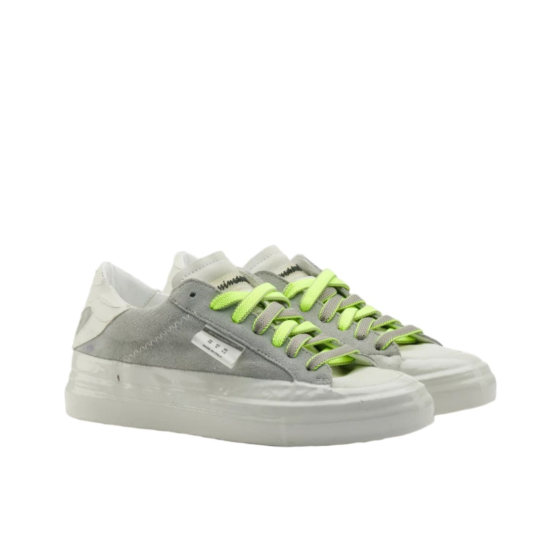 Mimanera Grey White Suede Python Print Sneakers