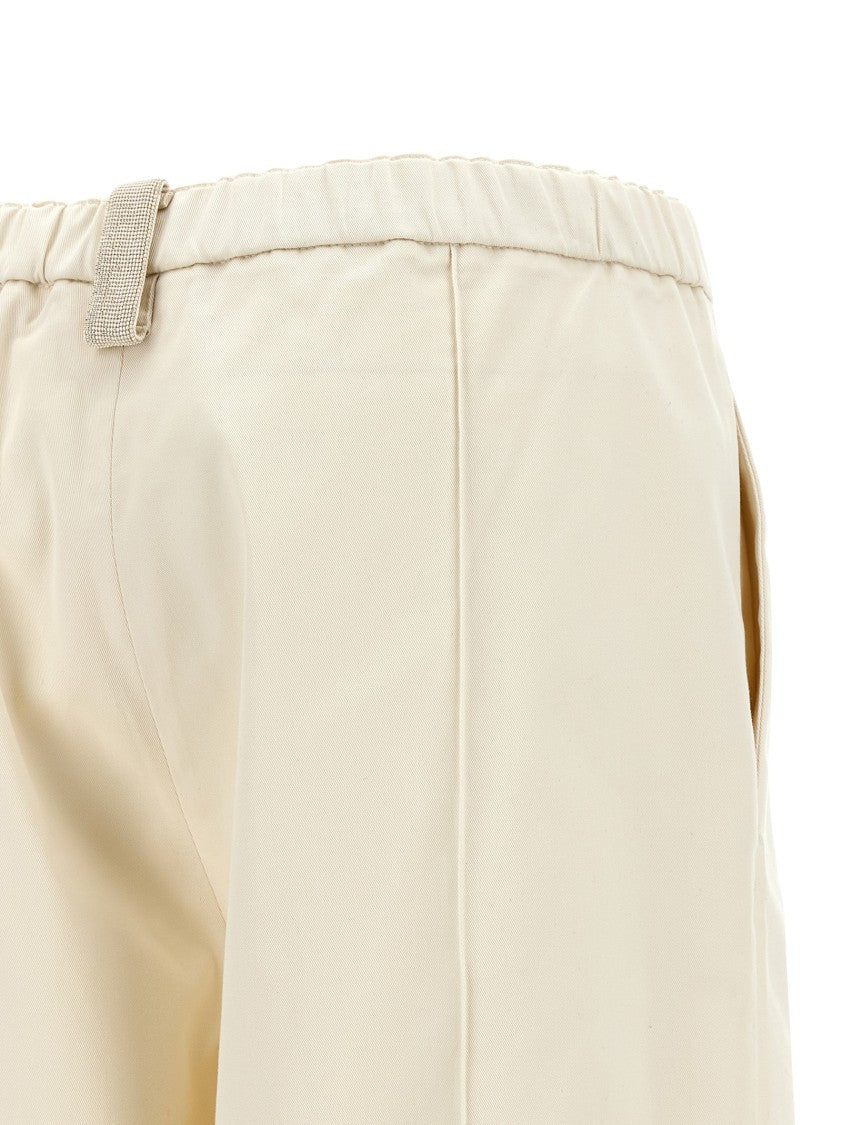 Fabiana Filippi Cotton Gabardine Trousers With Central Stitching And Diamond Detail