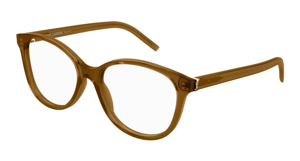 Saint Laurent Brown Translucent Brown Acetate Eyeglasses