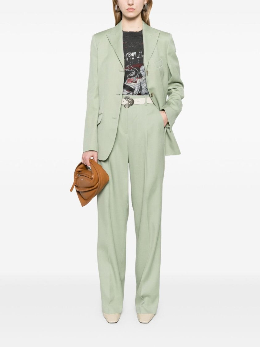 Golden Goose Sage Green Relaxed Fit Trousers With Functional Pockets