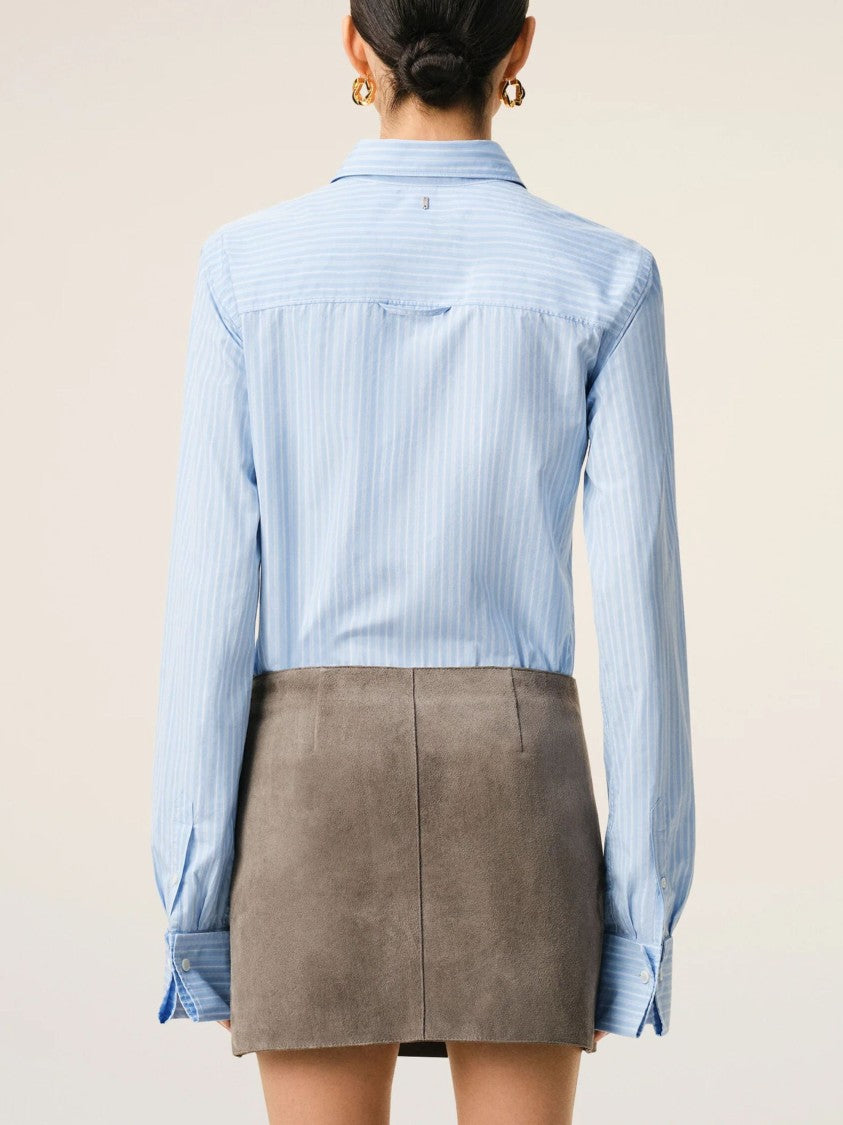 Ami Paris Blue Vertical Jabot Cotton Shirt