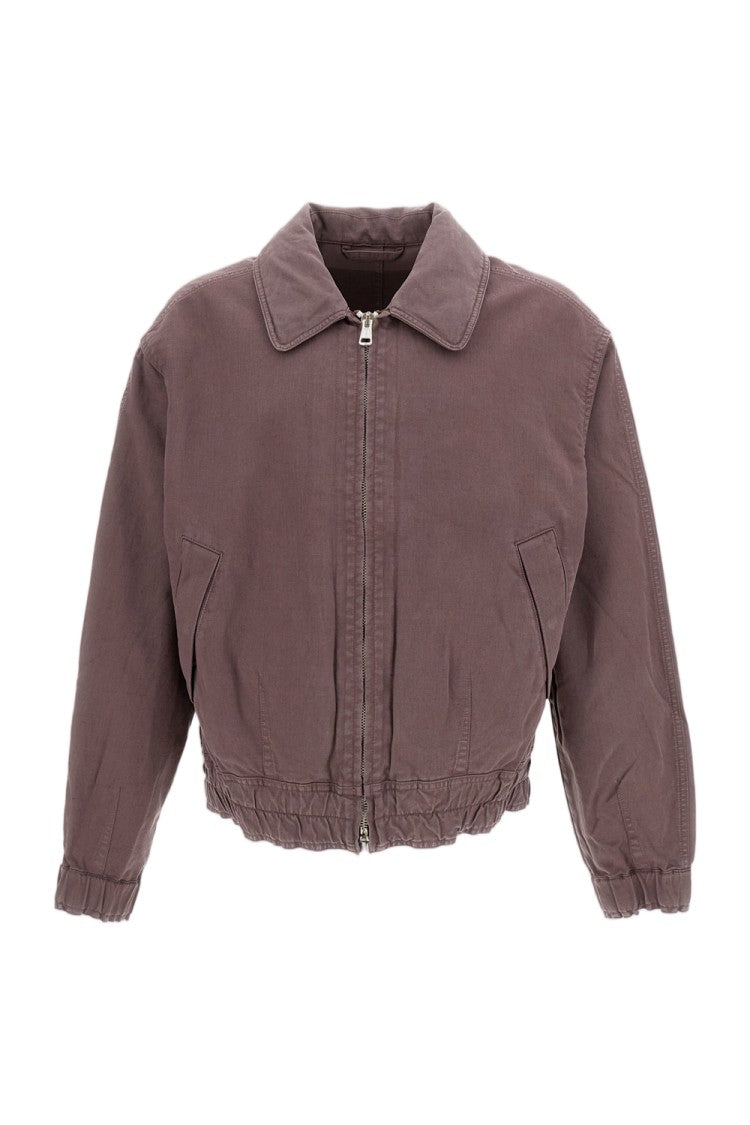 Our Legacy Bomber-Inspired Jacket In Dark Burgundy With Concealed Hood