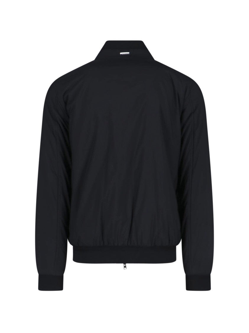 Herno Sleek Black Minimalist Jacket With High Collar