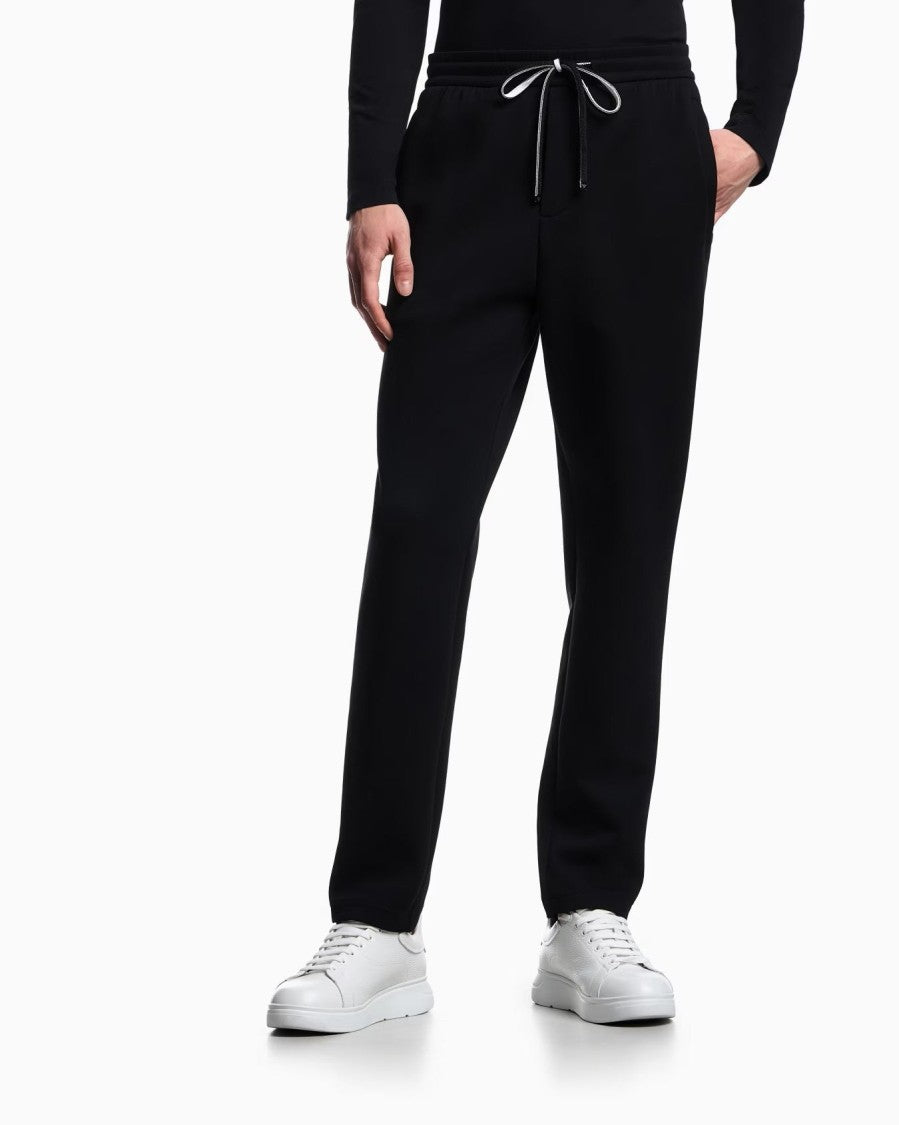 Emporio Armani Black Trousers With Drawstring Waist