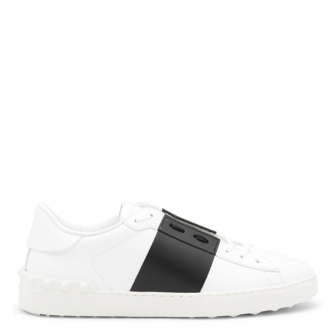 Valentino Garavani White And Black Leather Open Sneakers