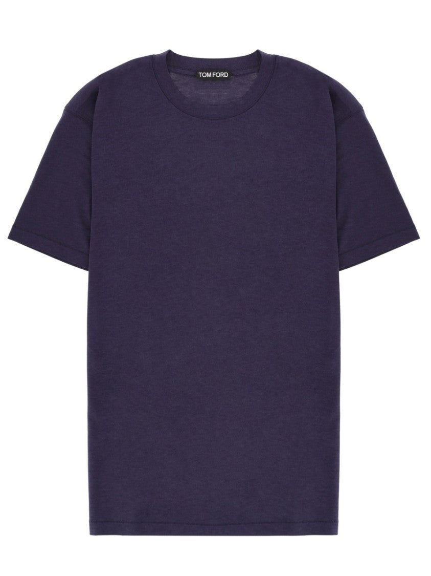 Tom Ford Blue Lyocell-Cotton Crew Neck T-Shirt