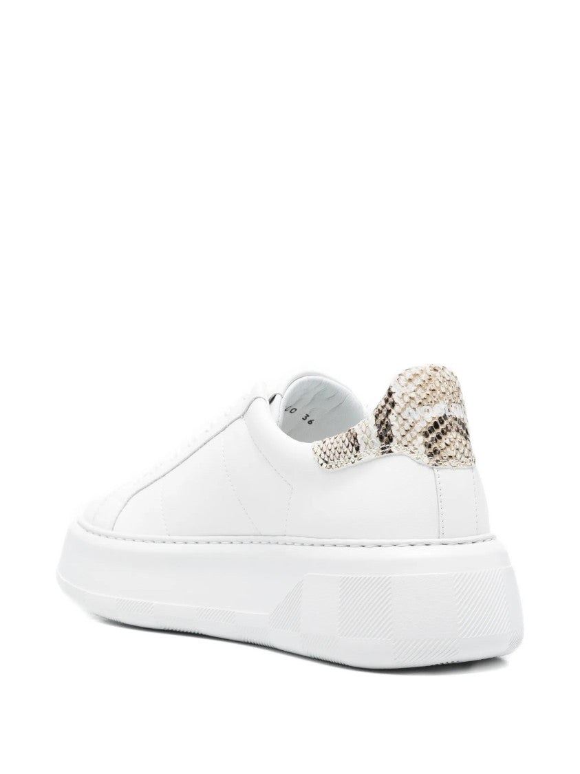 Woolrich White Chunky Court Calf Pitone Sneakers