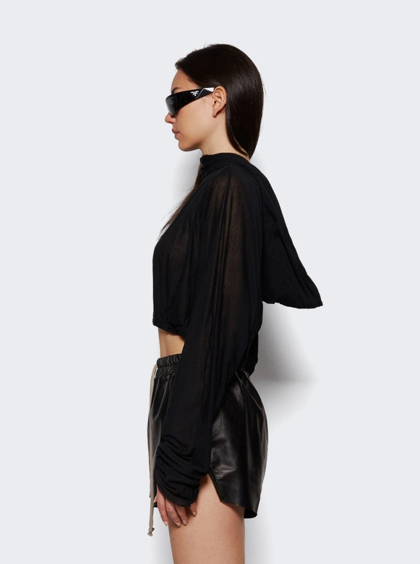 Rick Owens Cropped Hooded Tunic Tee Black