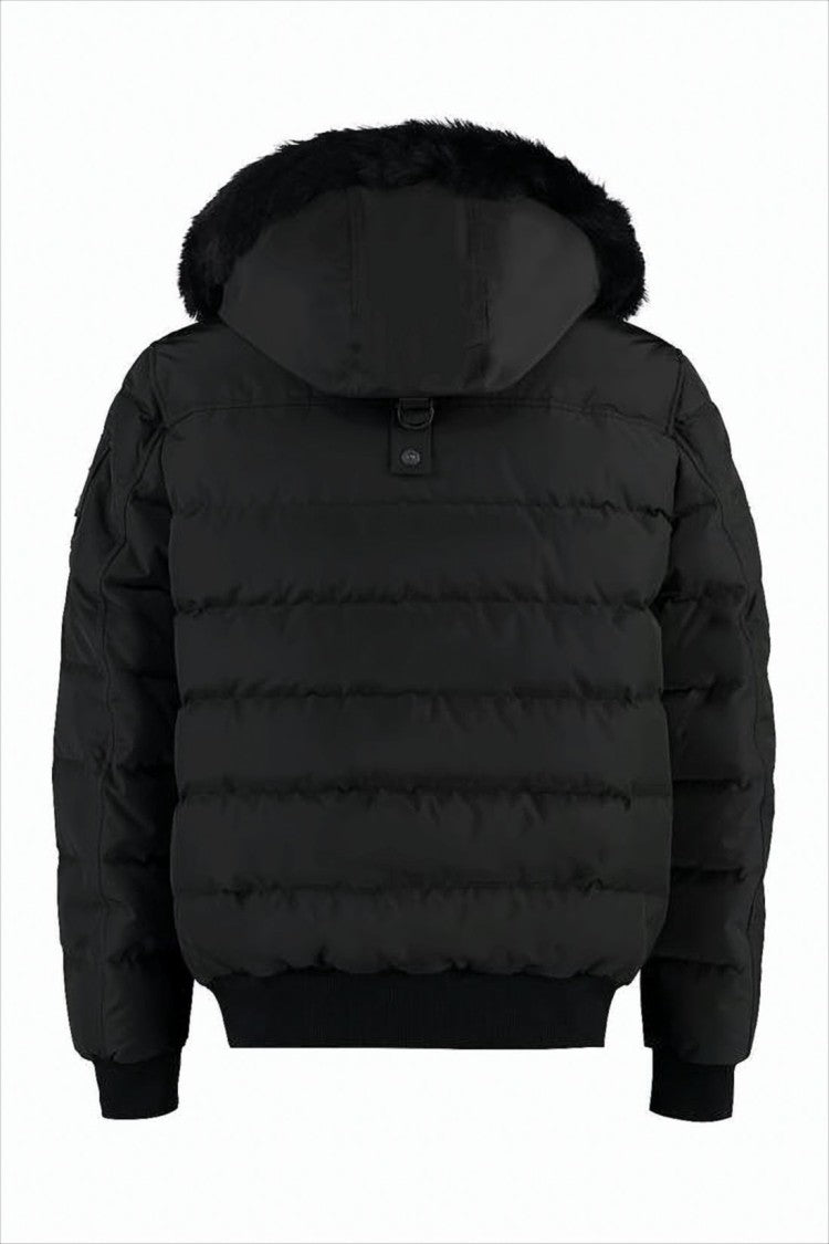 Moose Knuckles Quilted Down Jacket With Fur-Trimmed Hood And Front Zipper