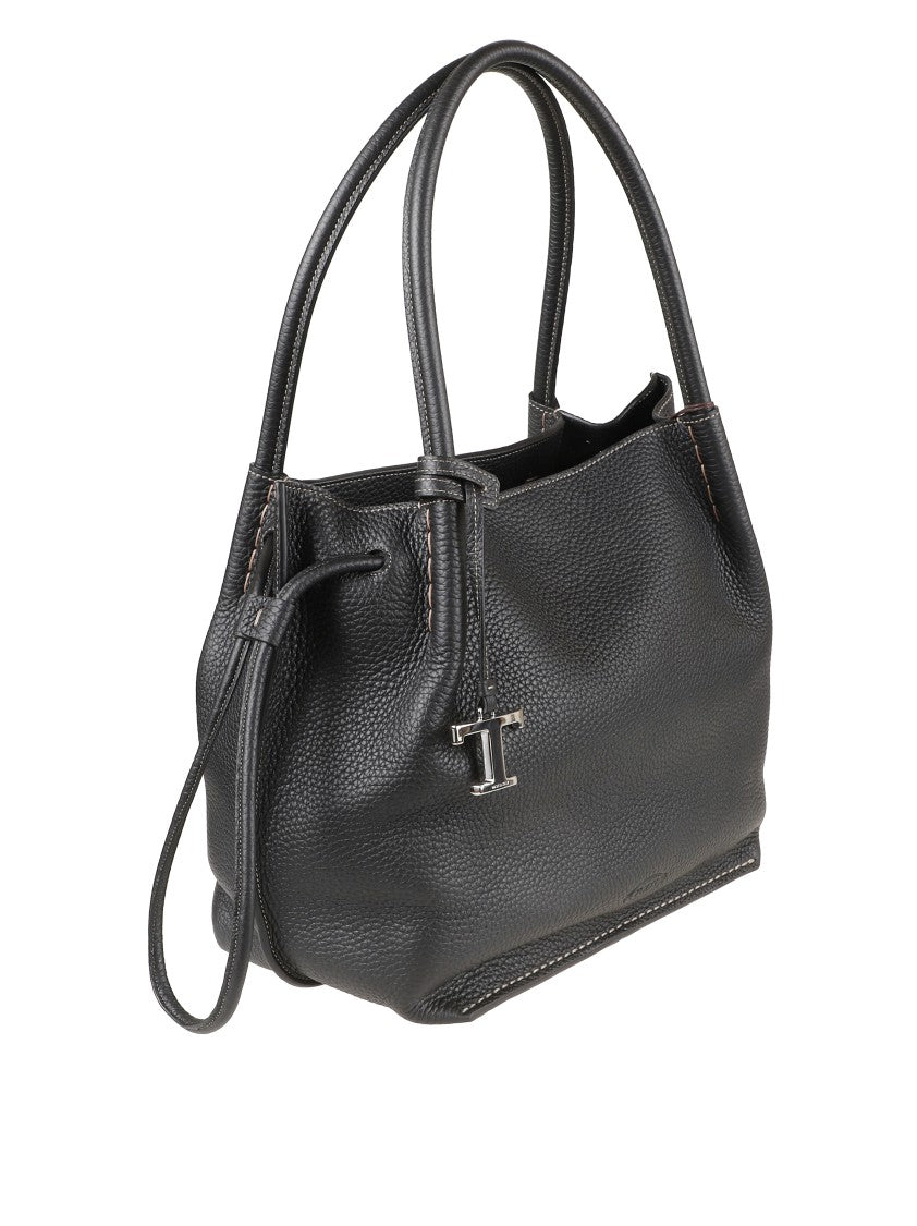 Tod's Textured Leather Handbag With Rounded Handles
