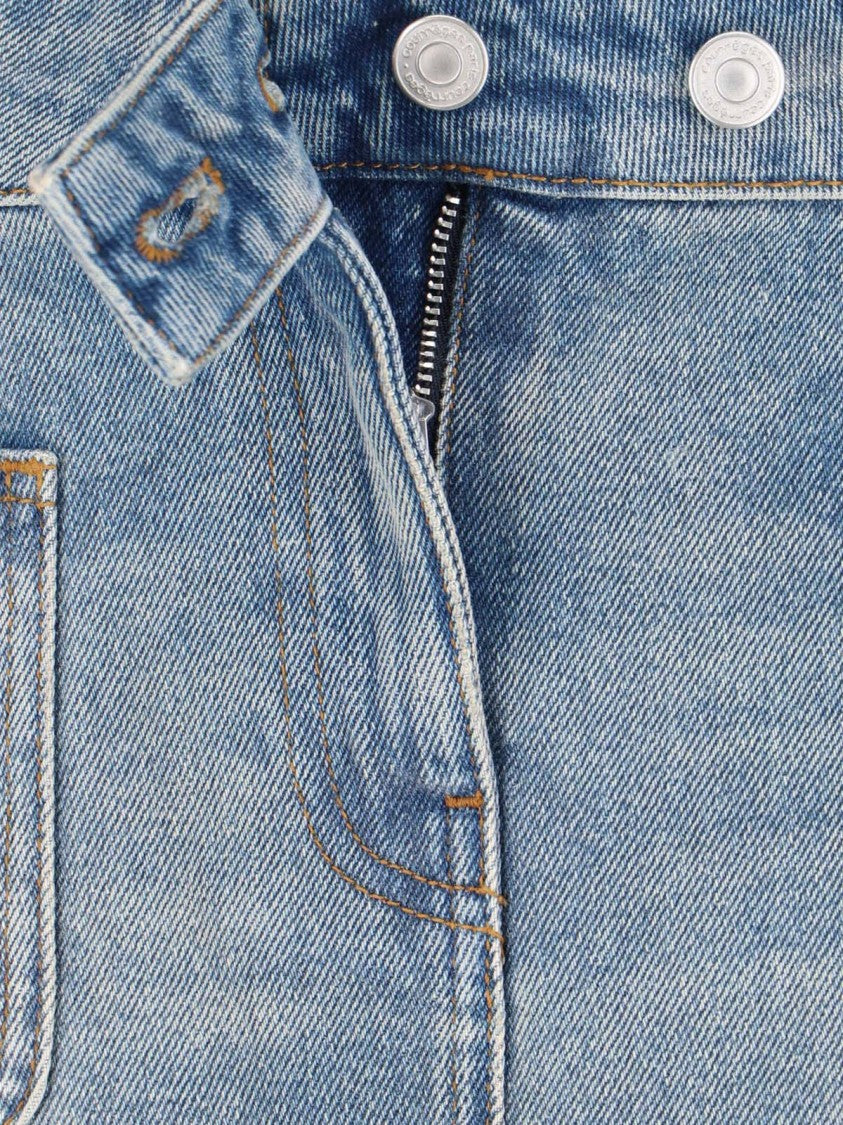 Courrèges Blue Low-Rise Embroidered Mini Denim Skirt