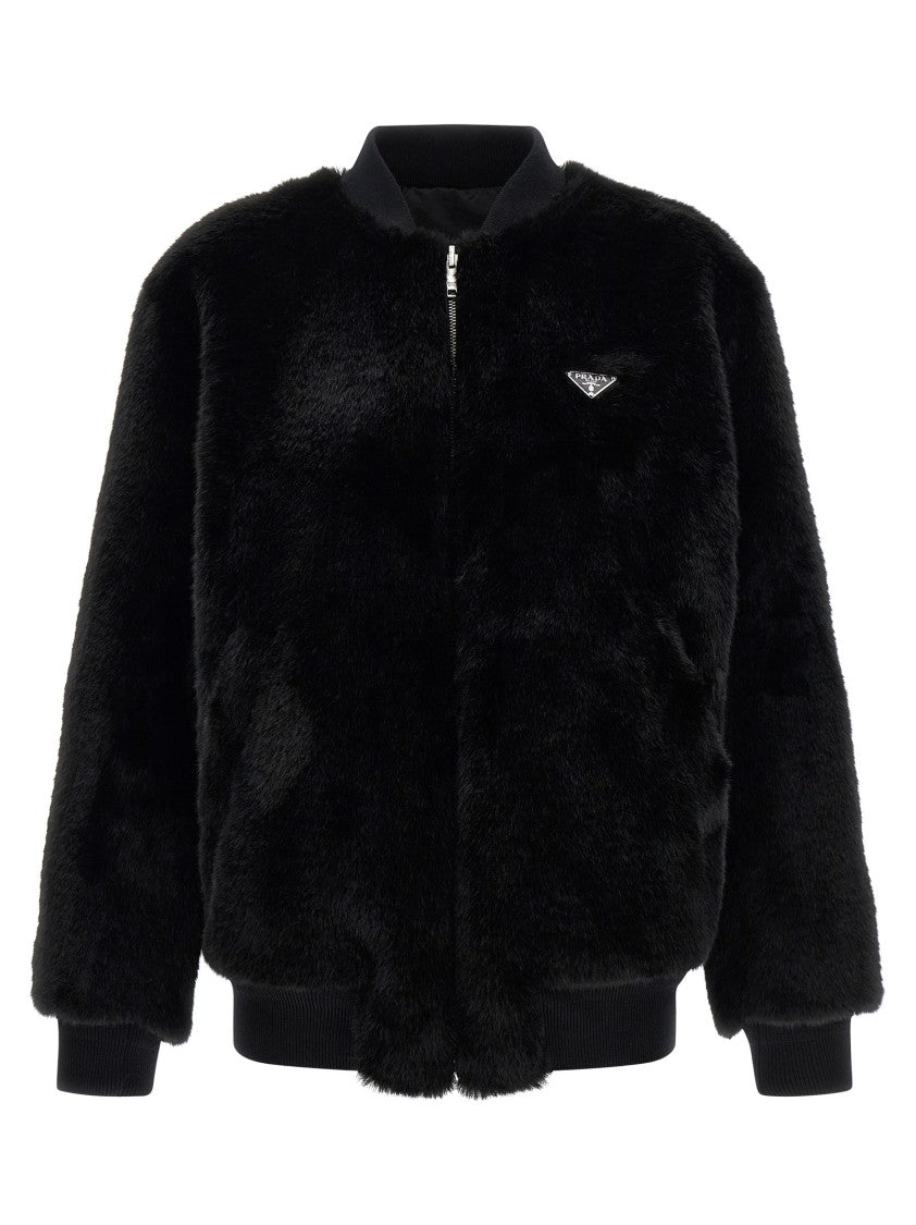 Prada Eco-Fur And Re-Nylon Reversible Bomber Jacket