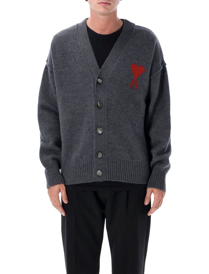 Ami Paris V-Neck Button Wool Cardigan