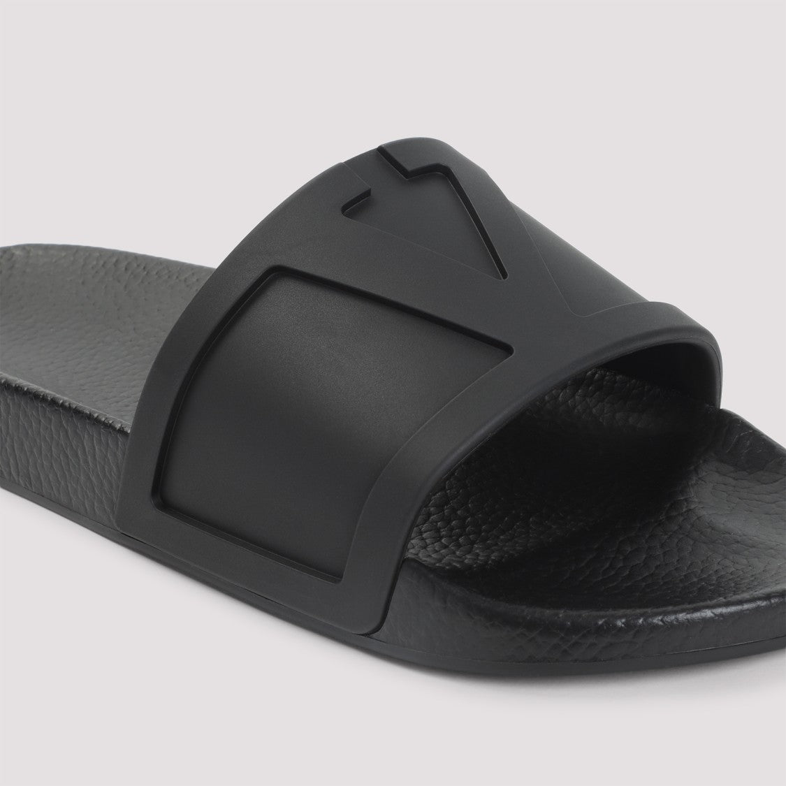 Valentino Garavani Black Rubber Pool Slide Coolside Slippers