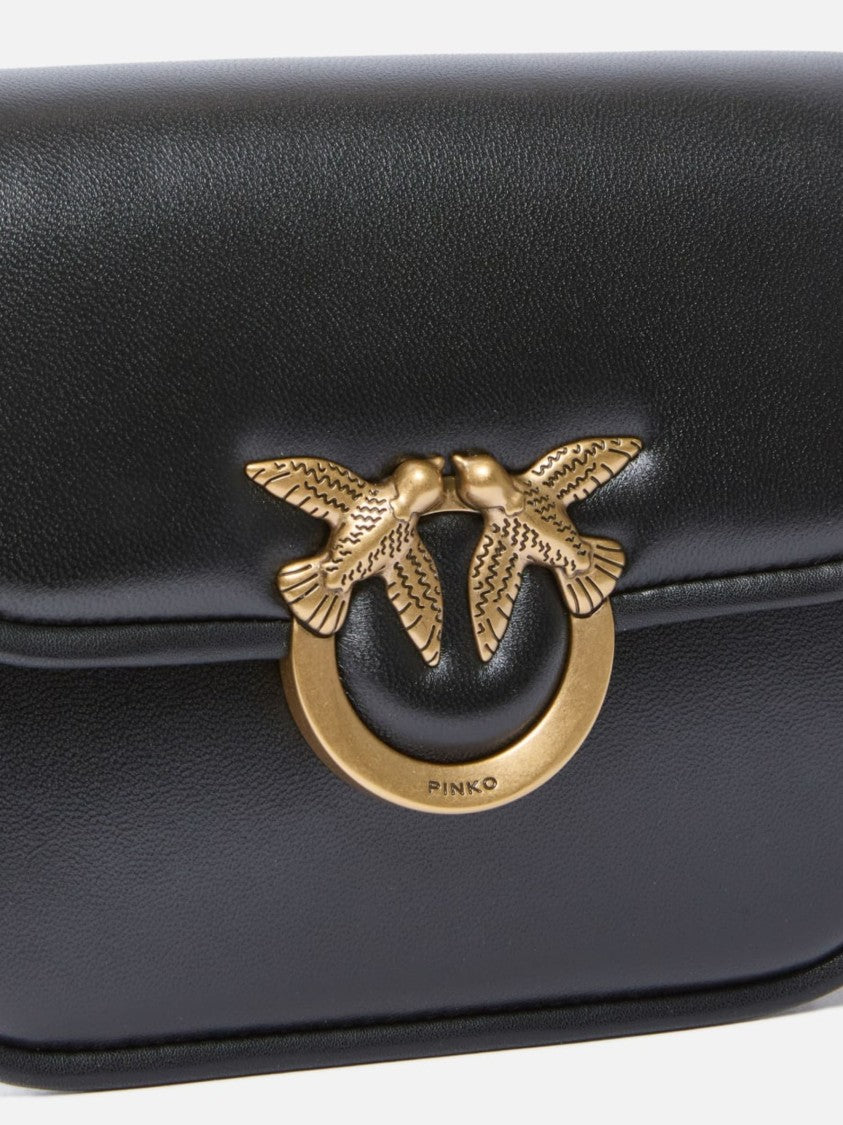 Pinko Black Shoulder Bag With Distinctive Brass