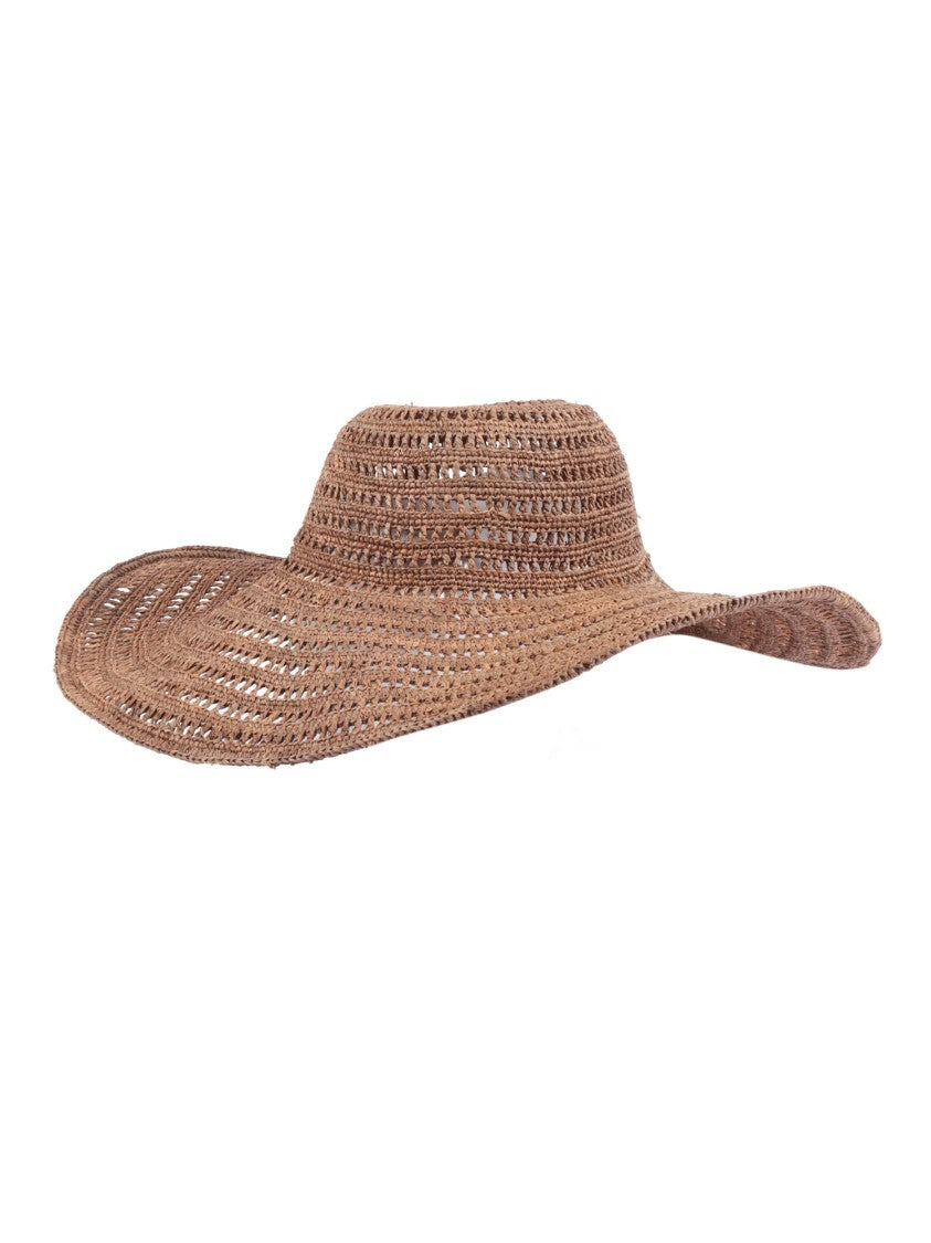 Ibeliv Dark Tea Wide Brim Raffia Hat