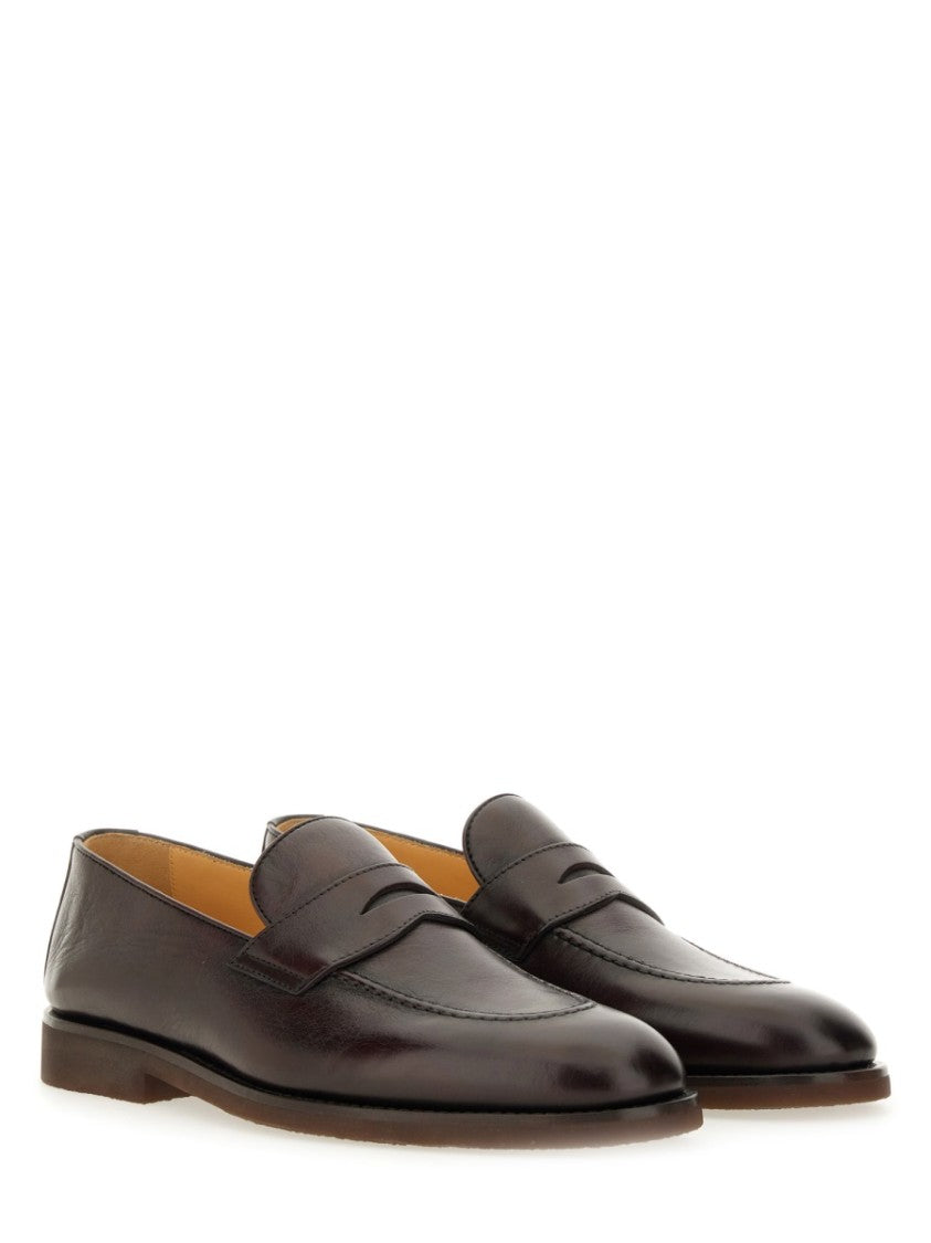 Brunello Cucinelli Polished Black Leather Loafers