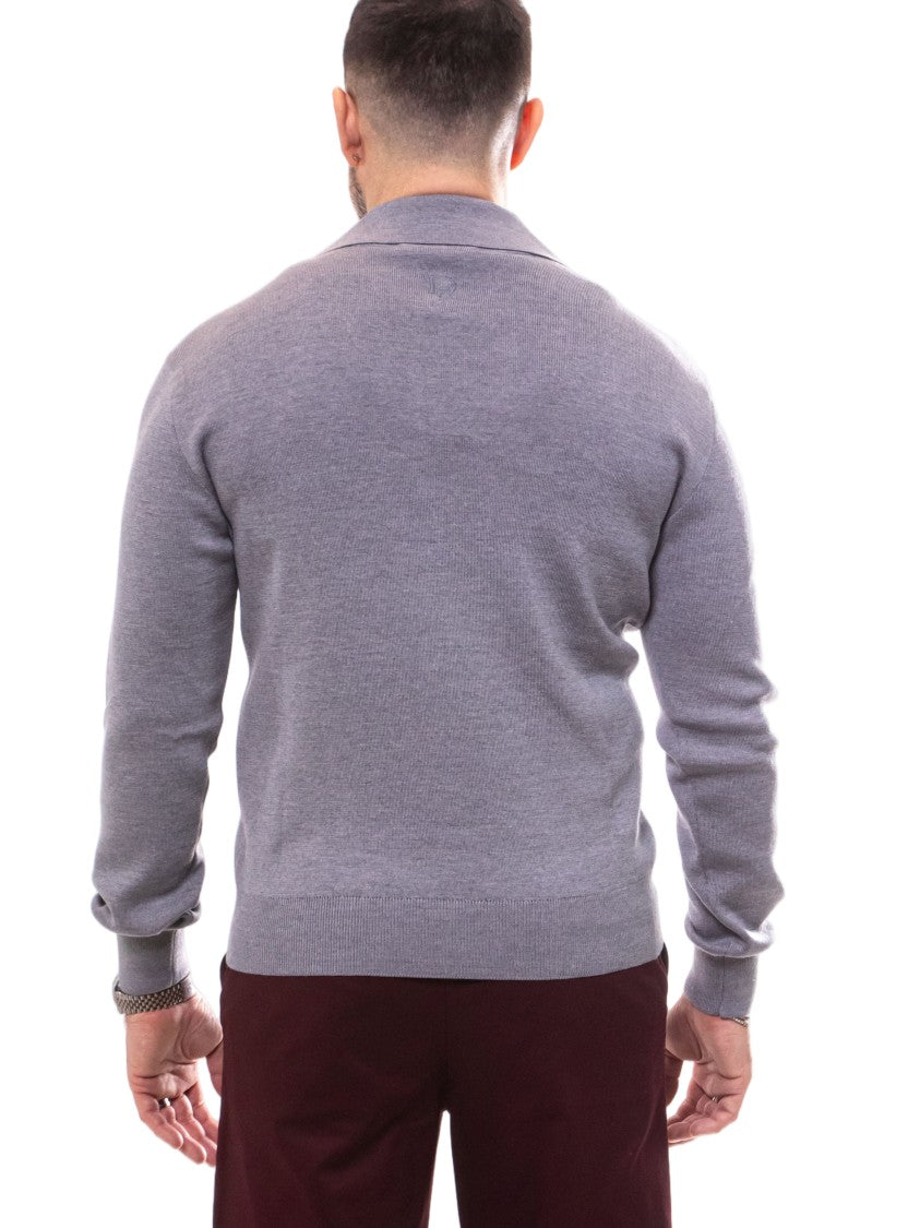 Dolce & Gabbana Deep V-Neck Wide-Collar Fitted Knit Sweater