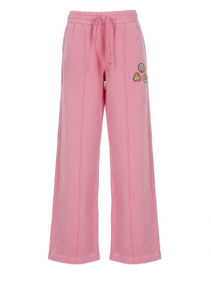 Casablanca Relaxed Wide-Leg Cotton Pants With Embroidered Patches