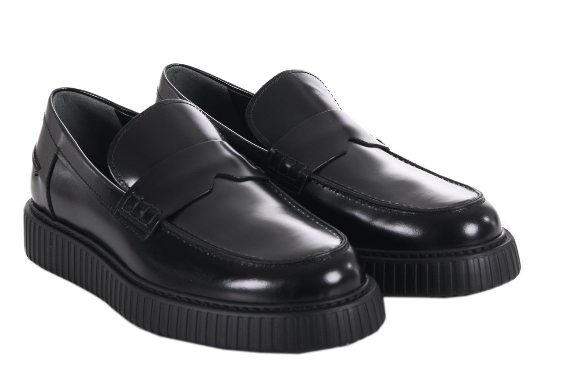 Hogan Polished Black Leather Loafers