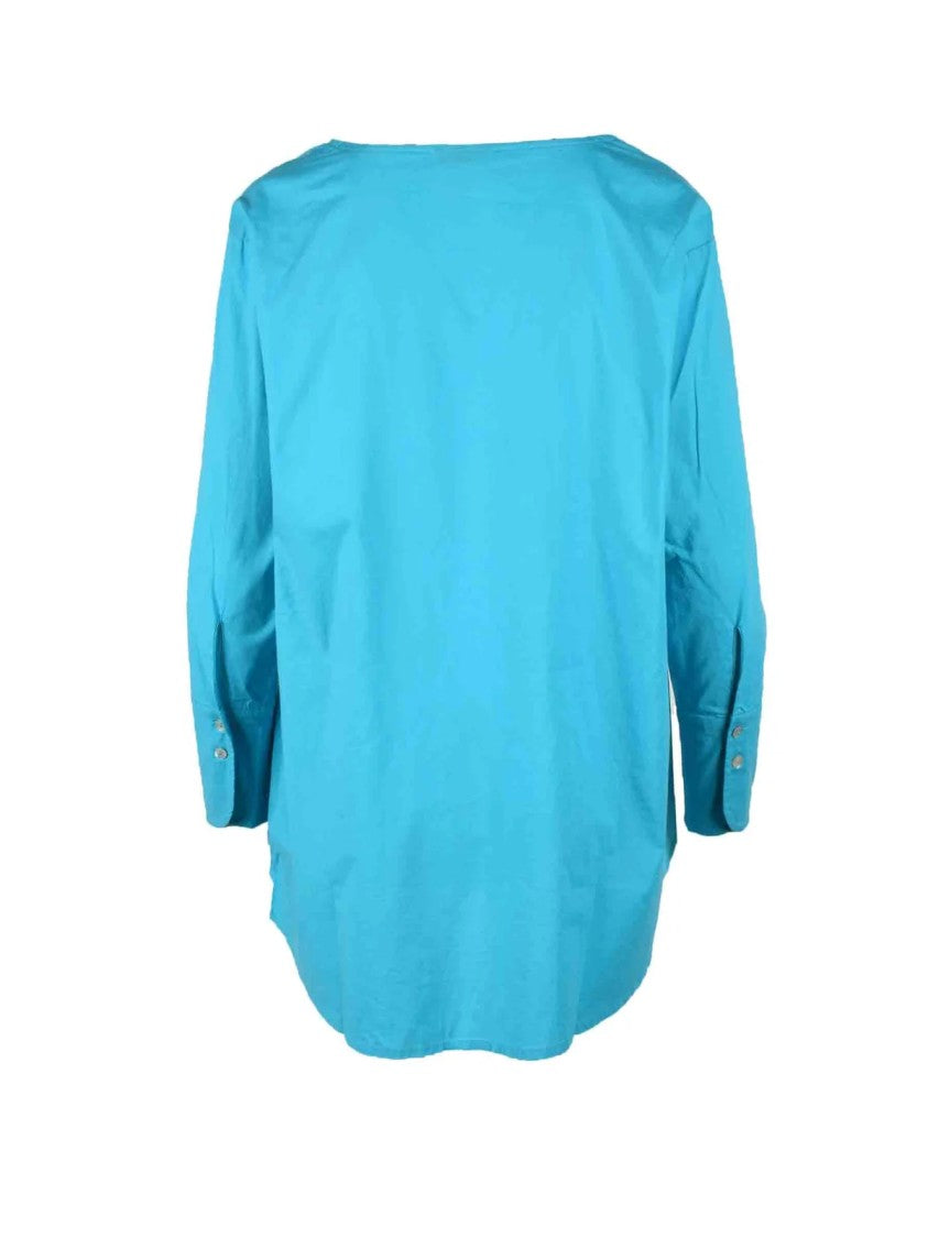 Homeward Clothes Light Blue Relaxed Fit Cotton-Blend Blouse