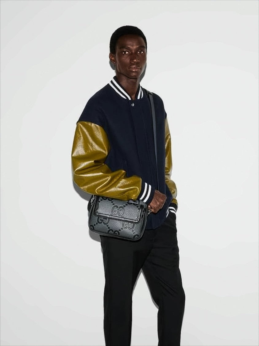 Gucci Textured Cowhide Leather Crossbody Bag With Embossed Logo