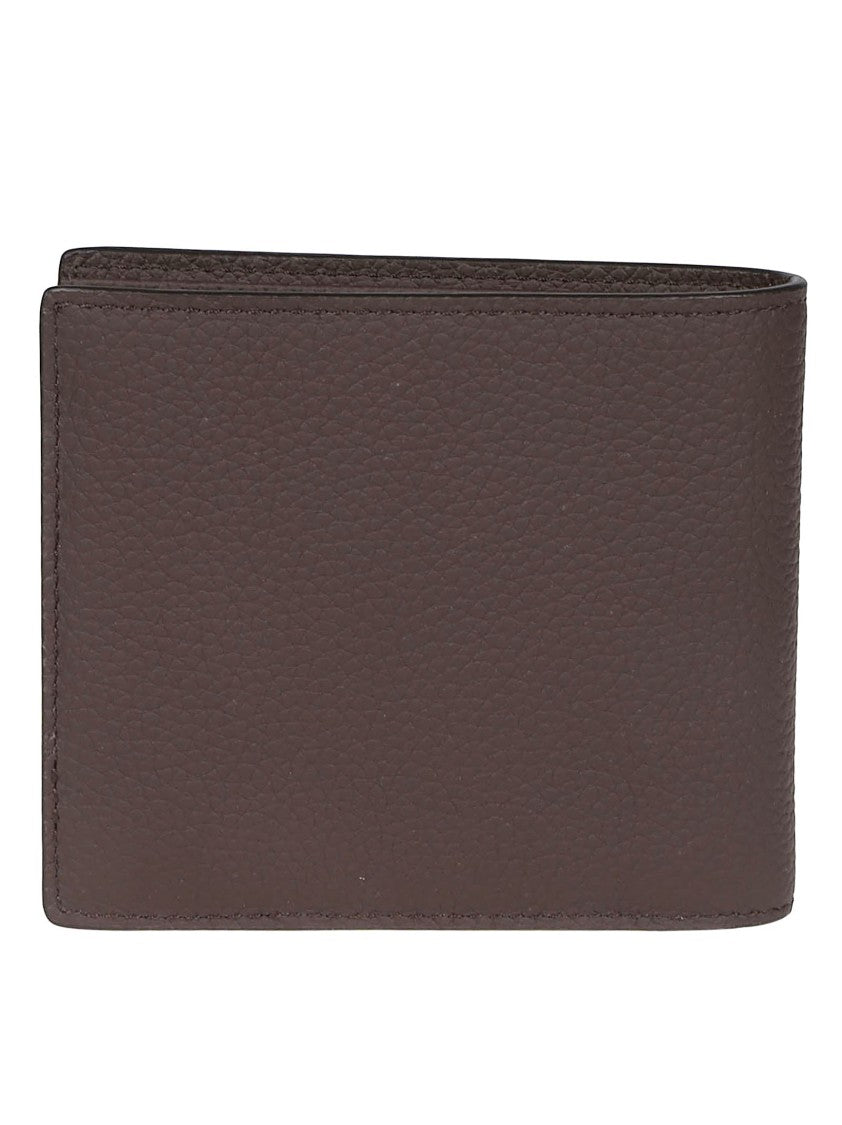 Tod's Brown Tsy Metallic Emblem Calf Leather Bifold Wallet