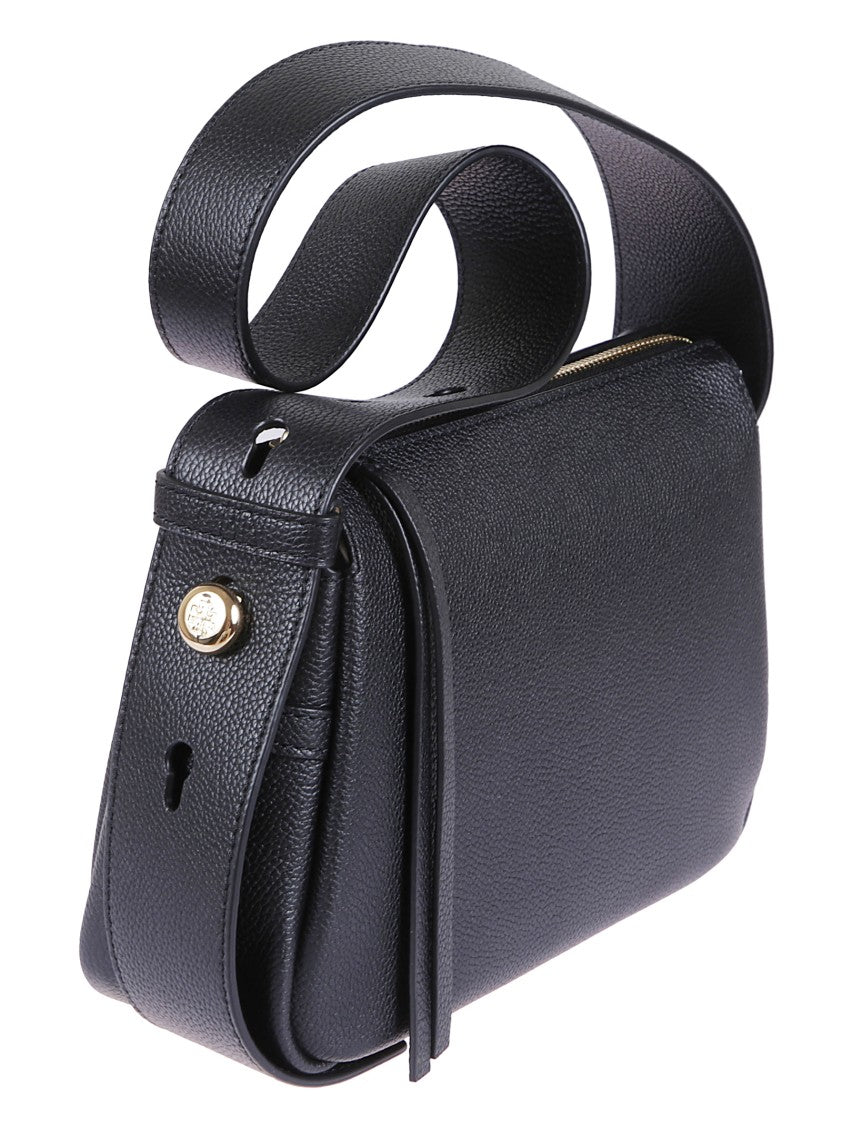 Tory Burch Rectangular Hammered Leather Shoulder Bag With Adjustable Strap