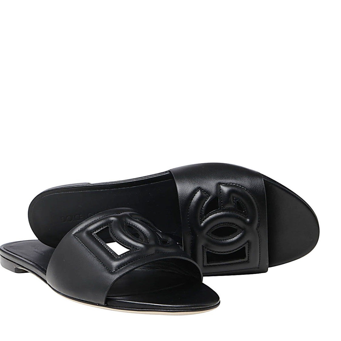 Dolce & Gabbana Black Leather Dg Millennials Flats