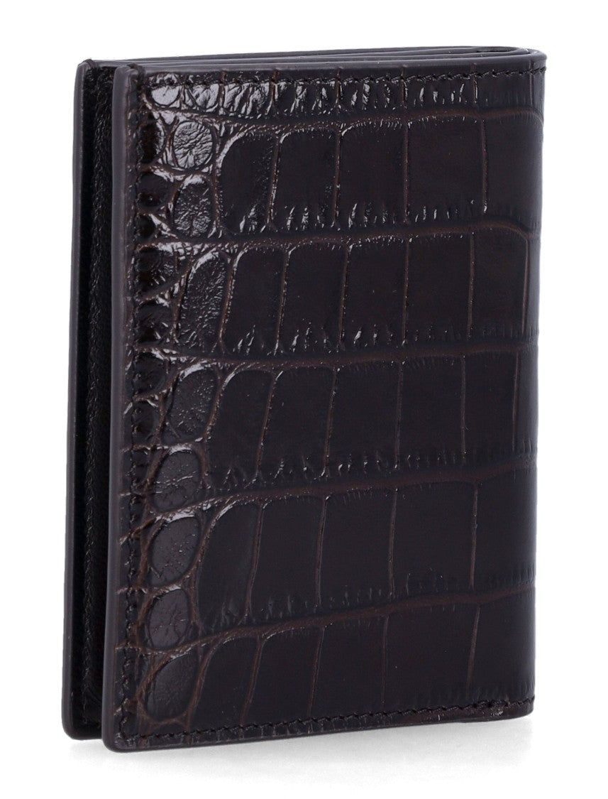 Tom Ford Green Croc-Embossed Leather Cardholder