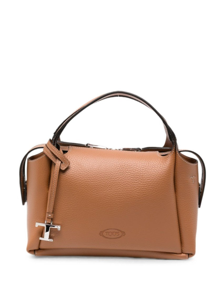 Tod's Chestnut Waterproof Textured Calfskin Handbag