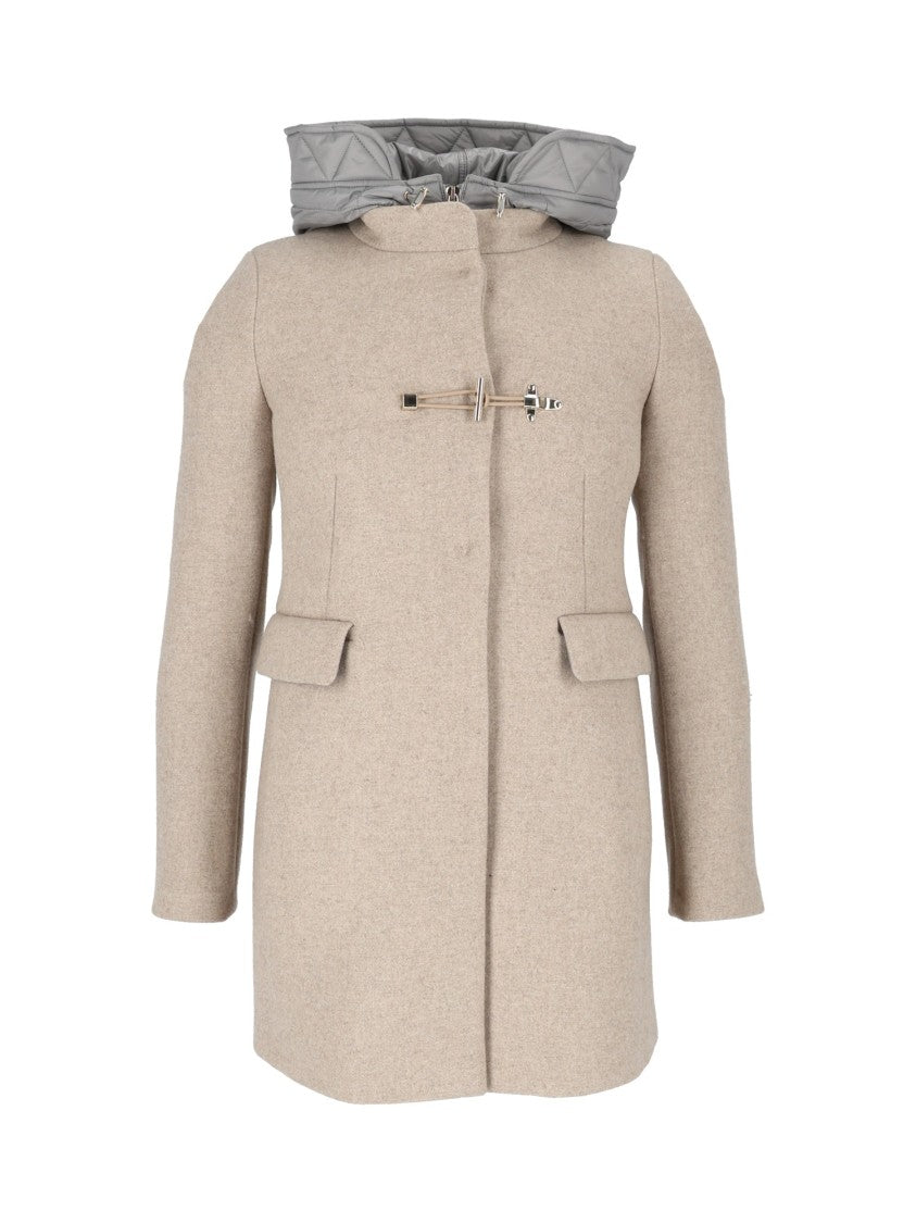 Fay Double-Breasted Toggle Coat With Contrasting Hood