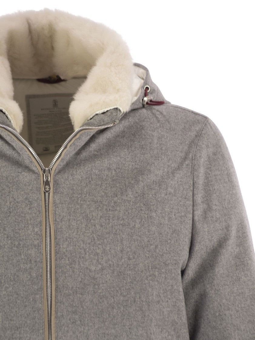 Brunello Cucinelli Membranated Wool Flannel Down Jacket