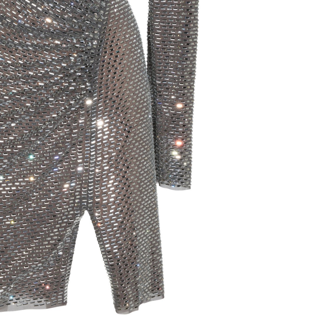 Self-Portrait Shimmering Metallic Mesh Sequined Fitted Mini Dress