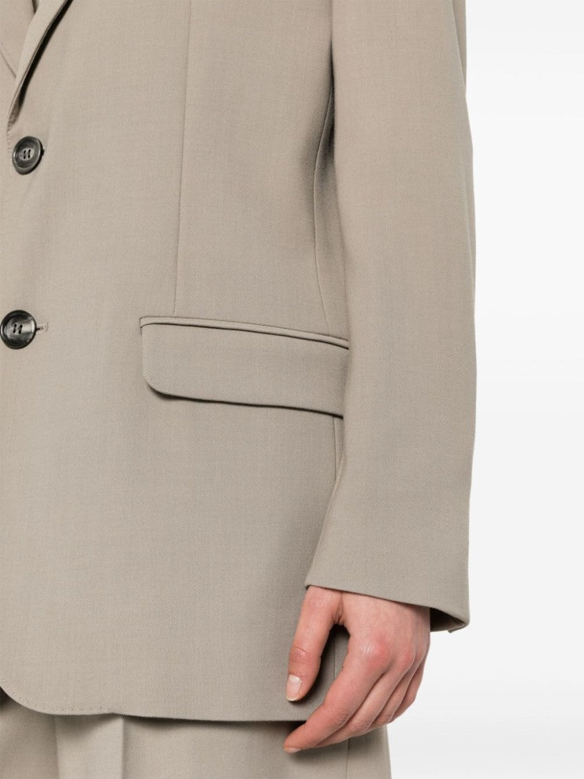 Ami Taupe Brown Single-Breasted Blazer