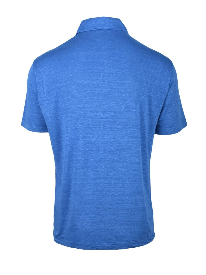 Wool & Co Light Blue Pique Linen Polo Shirt