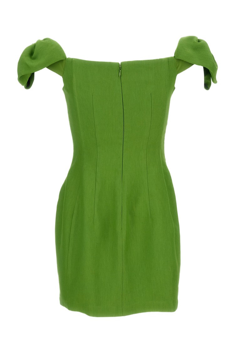 Elisabetta Franchi Green Linen Blend Mini Dress