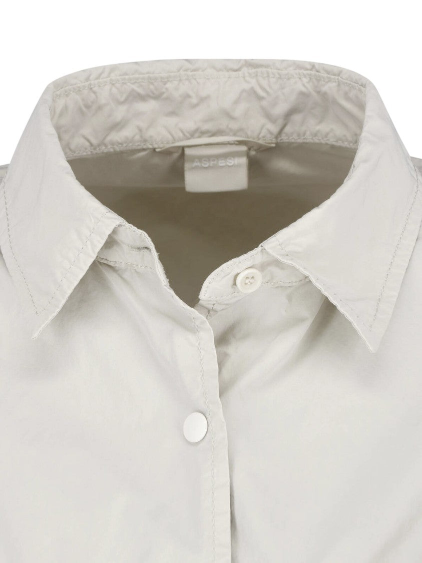 Aspesi Neutral Classic Collar Snap Button Shirt