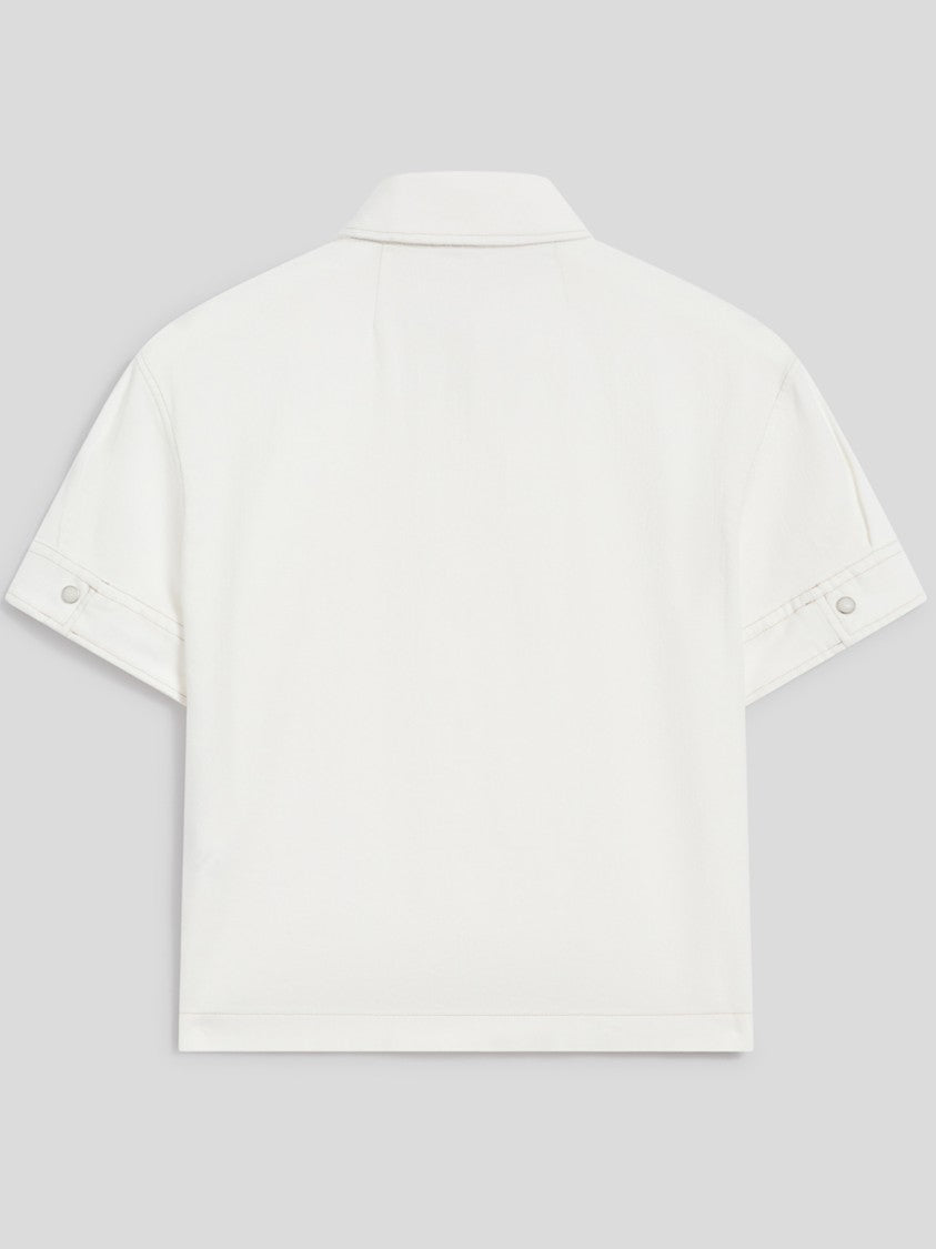 Pence Laura Cropped Cotton Short-Sleeved Shirt
