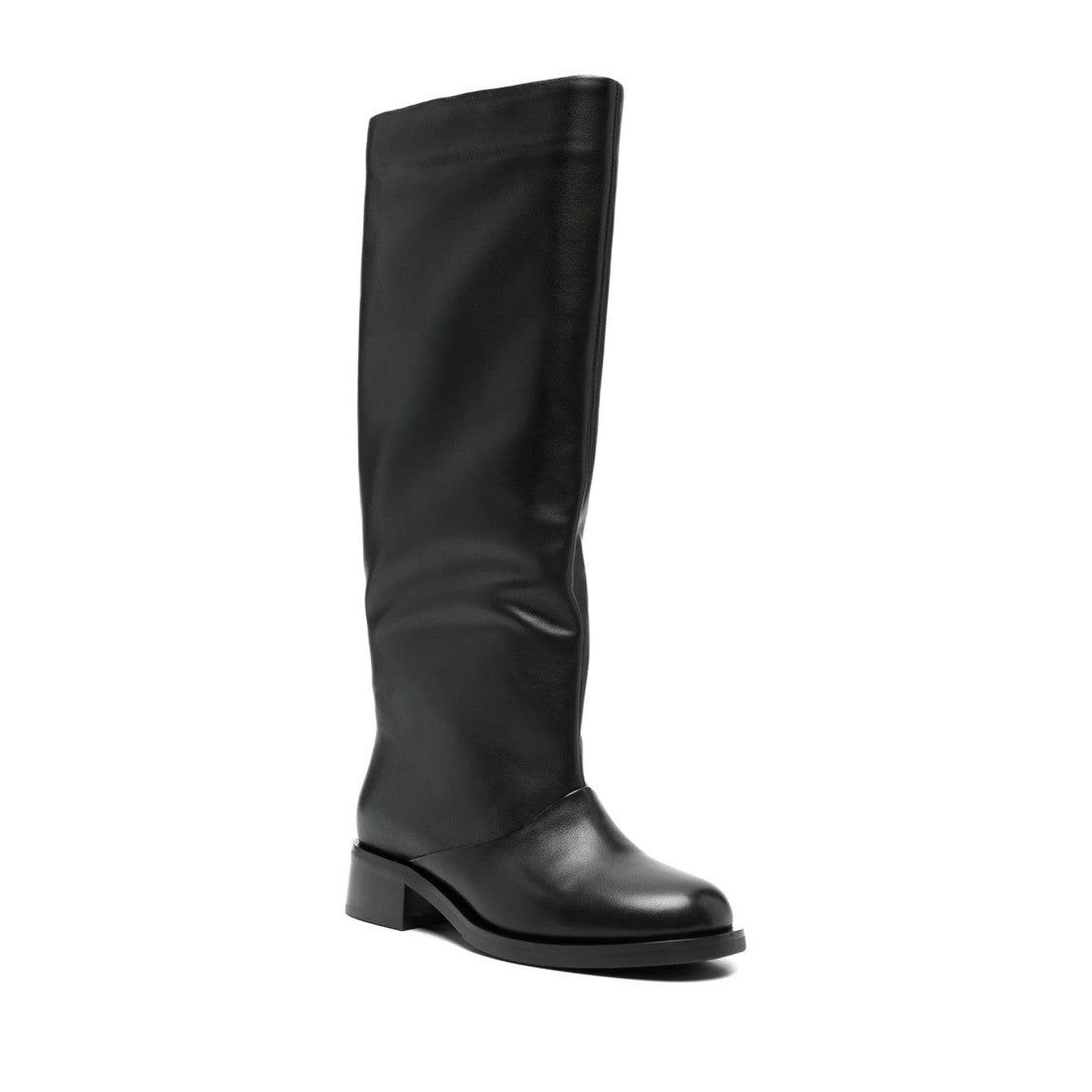 Adrianna Feretti Black Slouched Shaft Leather Boots