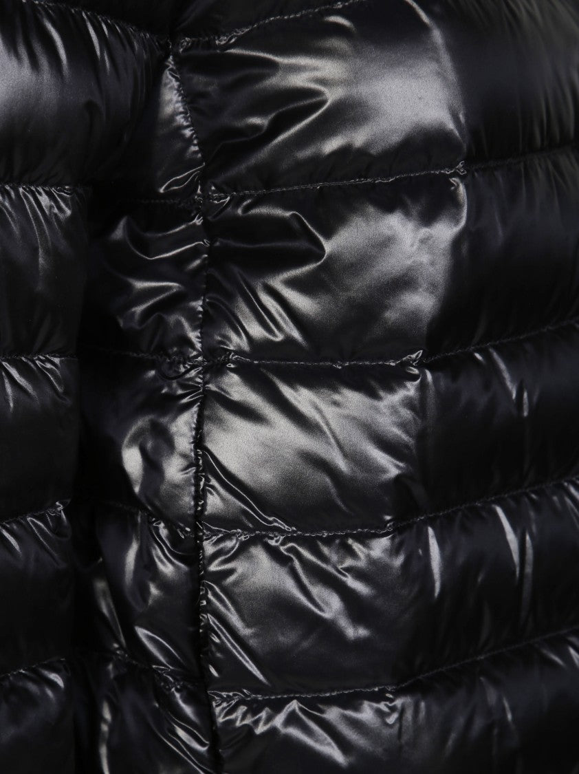 Herno Sleek Black Puffer Jacket With High Collar