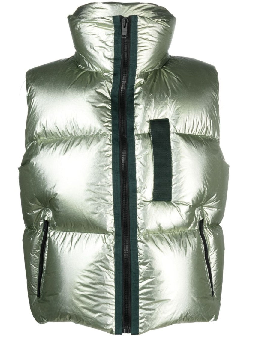 Givenchy Metallic-Finish Sage Green Down Gilet