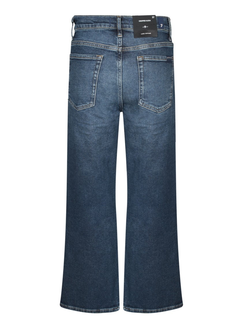 7 For All Mankind Cropped Wide-Leg Jeans With Subtle Fading