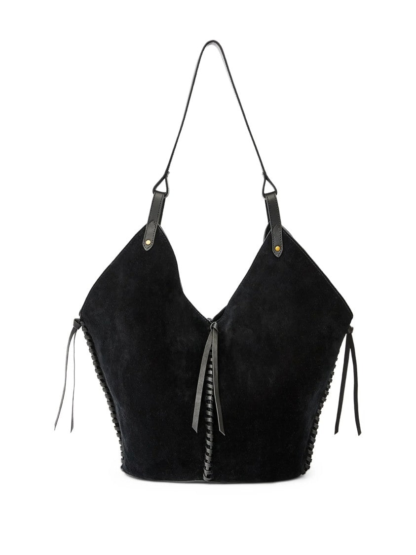 Isabel Marant Black Tampa Calf Velvet Shoulder Bag