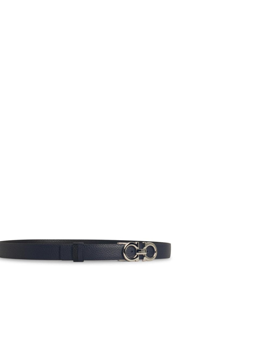 Salvatore Ferragamo Reversible Embossed Blue Leather Belt