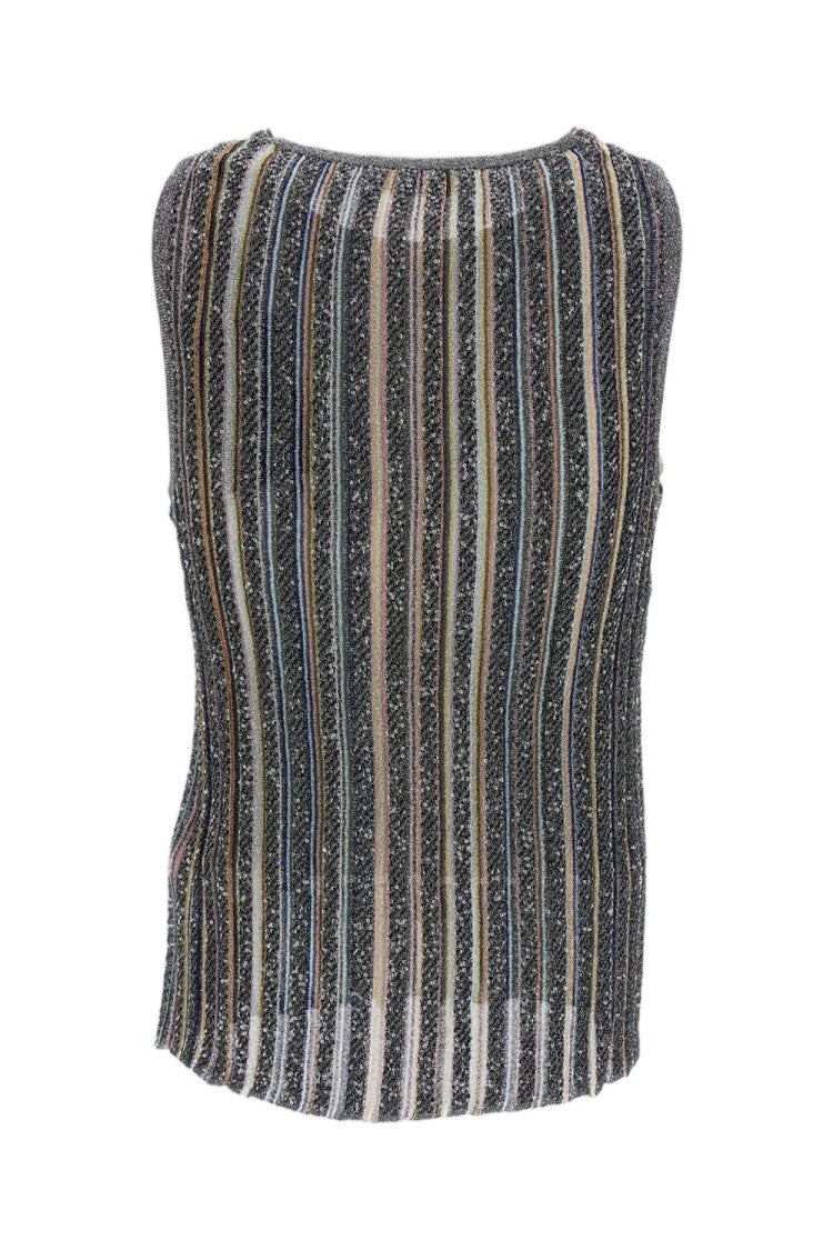 Missoni Black Multicolored Sequin Ribbed Lamé Tank Top