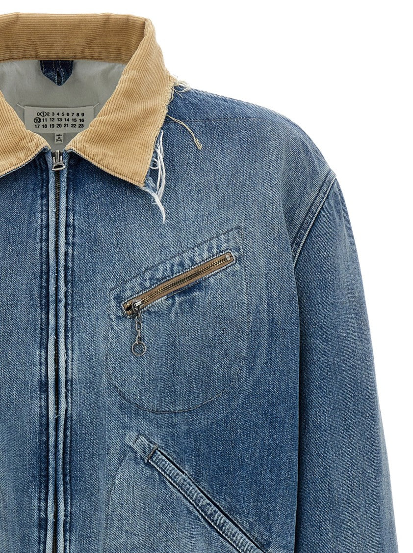 Maison Margiela Stonewashed Denim Jacket With Corduroy Collar