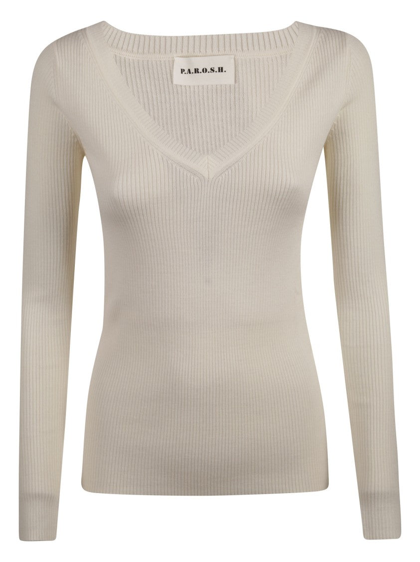 P.A.R.O.S.H. Leila Deep V-Neck Wool Sweater
