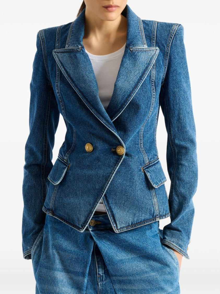 Balmain Structured Denim Jacket With Tailored Fit