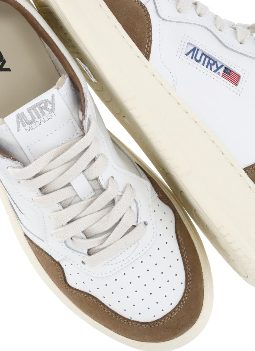 Autry White Blue Suede Accents Premium Low-Top Sneakers